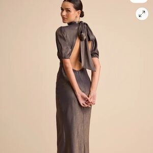 Elegant Gray Open-Back Dress